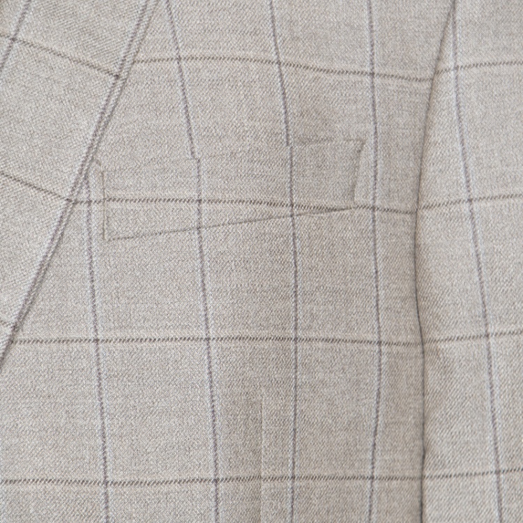 Pre Owned Lauren by Ralph Lauren Light Brown Checkered Silk and Wool Ultraflex Blazer XXL