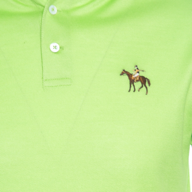 Pre Owned Ralph Lauren Lime Green Honeycomb Knit Short Sleeve Polo T-Shirt S
