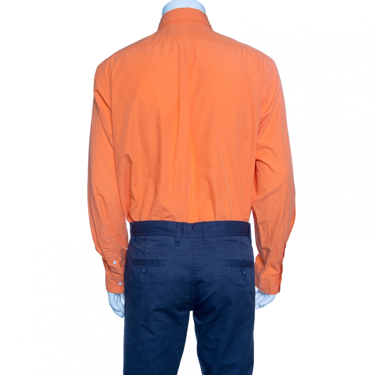 Pre Owned Ralph Lauren Orange Bermuda Poplin Button Down Shirt L