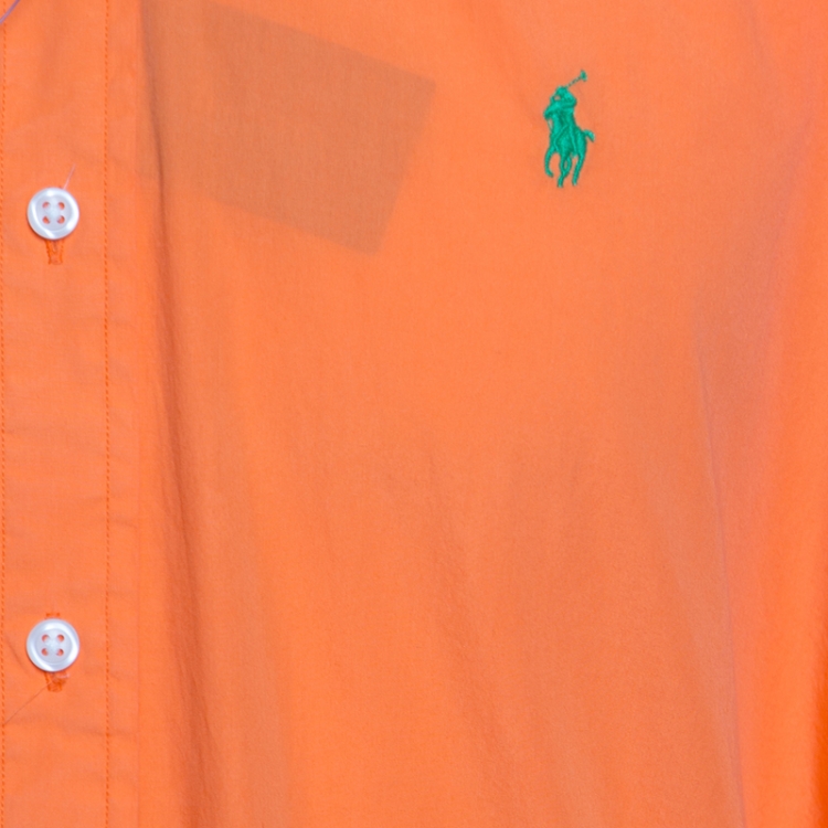 Pre Owned Ralph Lauren Orange Bermuda Poplin Button Down Shirt L