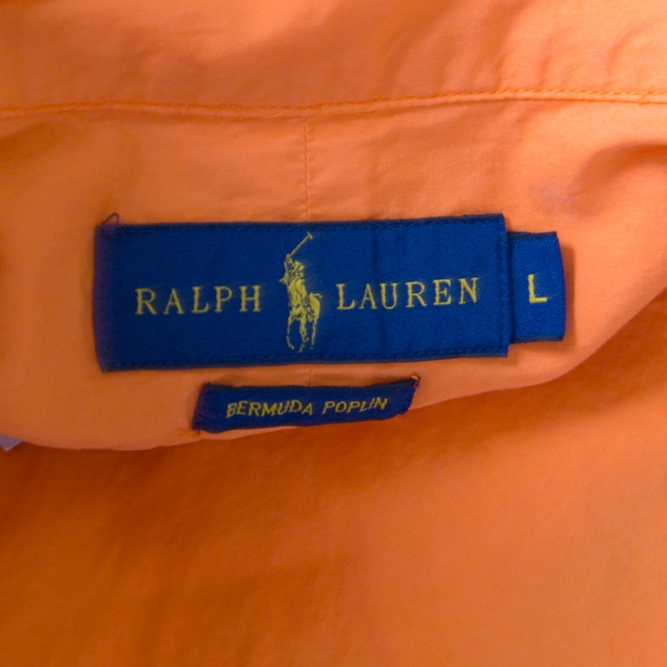 Pre Owned Ralph Lauren Orange Bermuda Poplin Button Down Shirt L