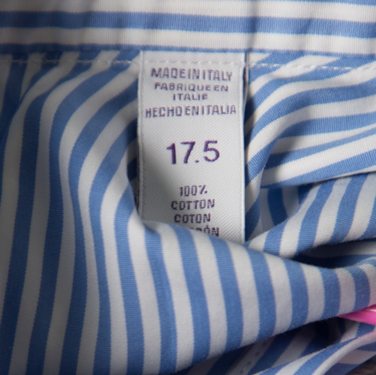 Pre Owned Ralph Lauren Sartorial Blue and White Cotton Button Front Shirt 3XL