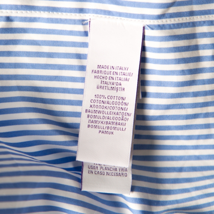 Pre Owned Ralph Lauren Sartorial Blue and White Cotton Button Front Shirt 3XL