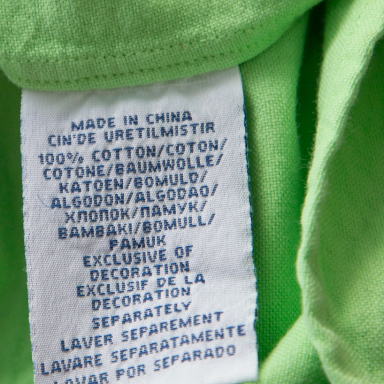 Pre Owned Ralph Lauren Aruba Lime Green Cotton Logo Embroidered Button Down Shirt XL
