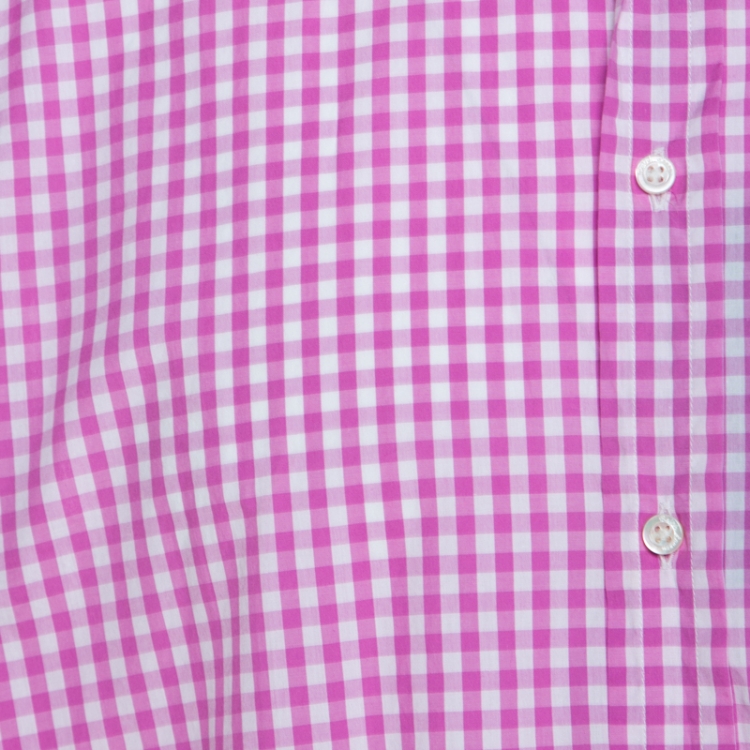 Pre Owned Ralph Lauren Pink and White Gingham Checked Cotton Aston Button Front Shirt XXL