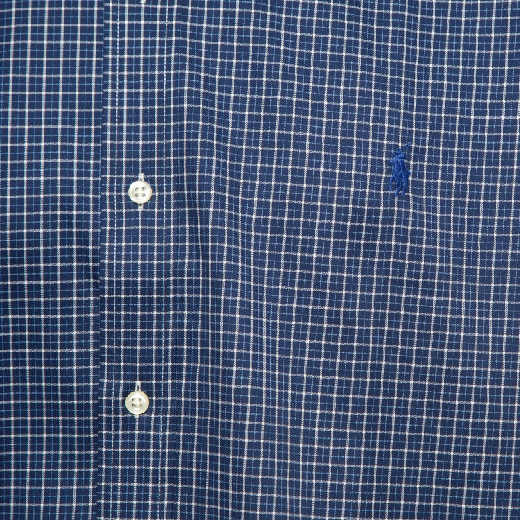 Pre Owned Ralph Lauren Blue Checked Cotton Stretch Fit Shirt XXL    
