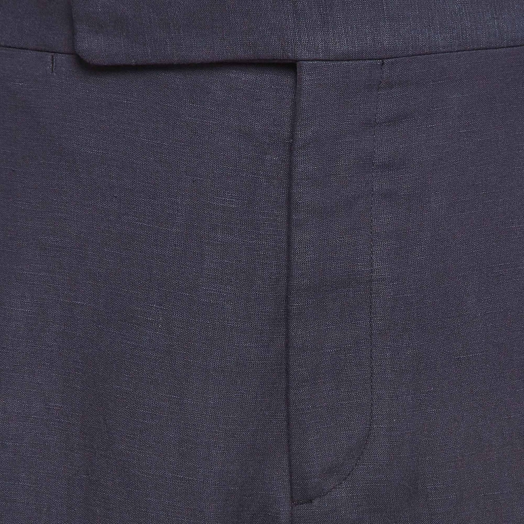 Pre Owned Ralph Lauren Purple Label Navy Blue Linen Blend Gregory FF Pants XL