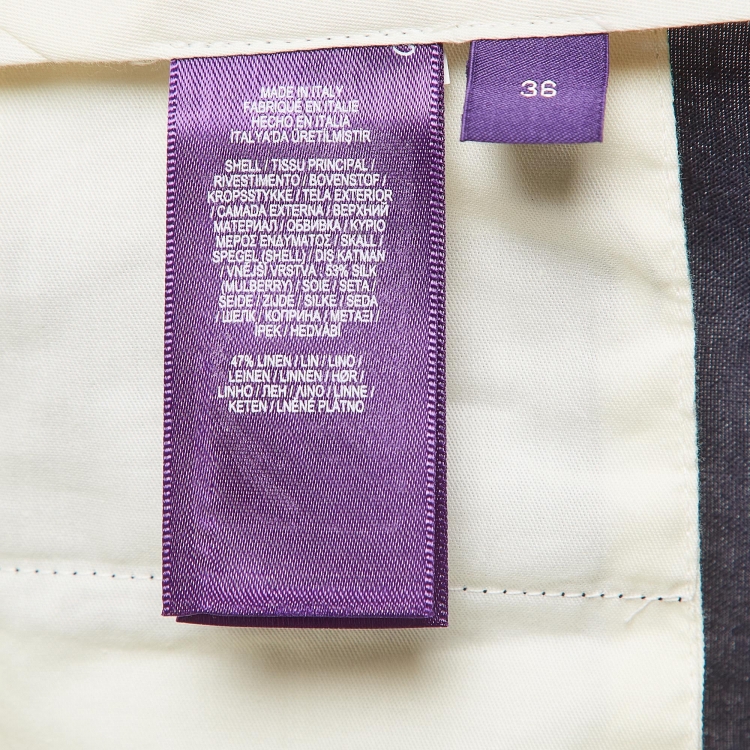Pre Owned Ralph Lauren Purple Label Navy Blue Linen Blend Gregory FF Pants XL