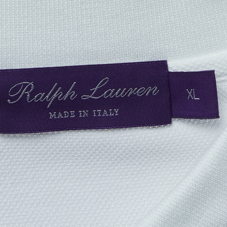 Pre Owned Ralph Lauren Purple Label White Cotton Pique Polo T-Shirt XL