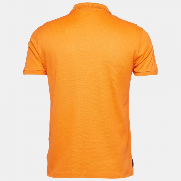 Pre Owned Ralph Lauren Purple Label Orange Embroidered Cotton Polo T-Shirt S