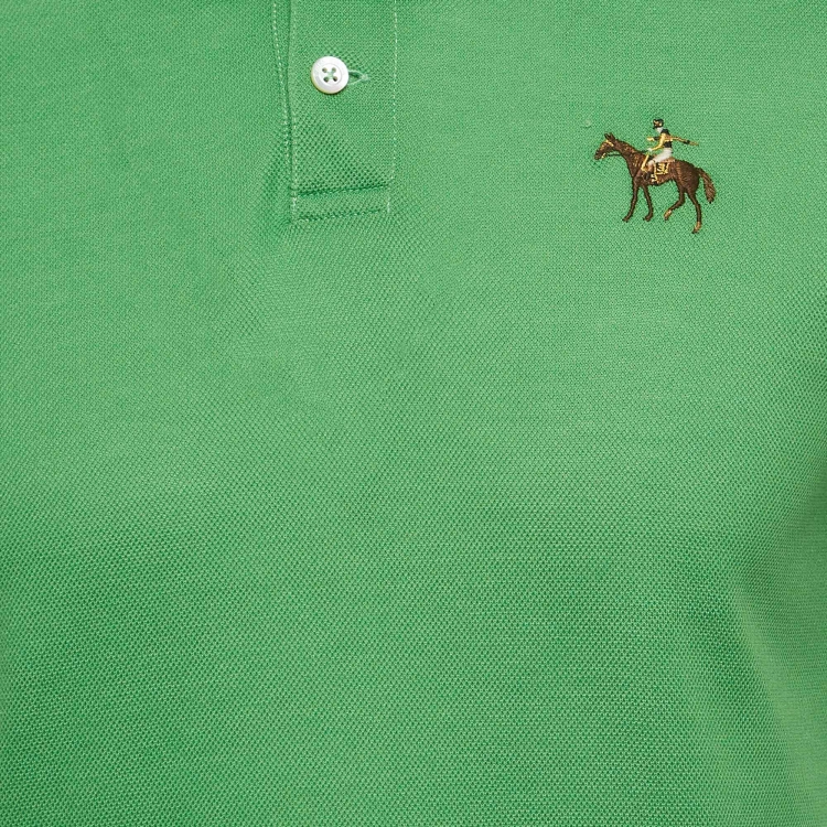 مملوكة مسبقًا Ralph Lauren Purple Label Green Embroidered Cotton Polo T-Shirt S