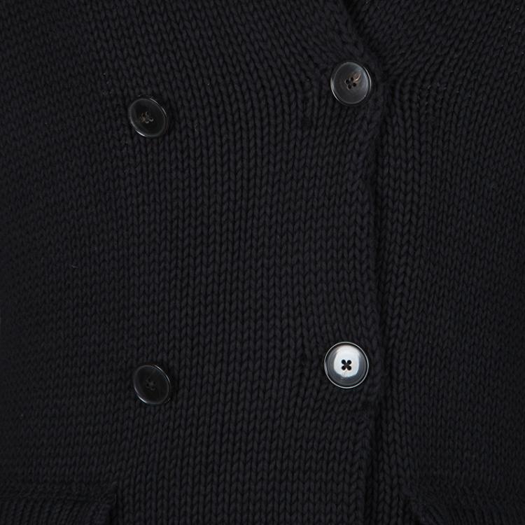 Pre Owned Ralph Lauren Black Chunky Knit Double Breasted Cardigan M