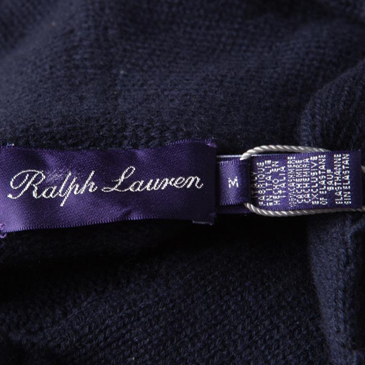Pre Owned Ralph Lauren Navy Blue Cashmere Shawl Collar Long Sleeve Sweater M