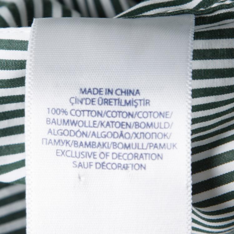 Pre Owned Ralph Lauren Green and White Striped Cotton Long Sleeve Button Down Shirt XL