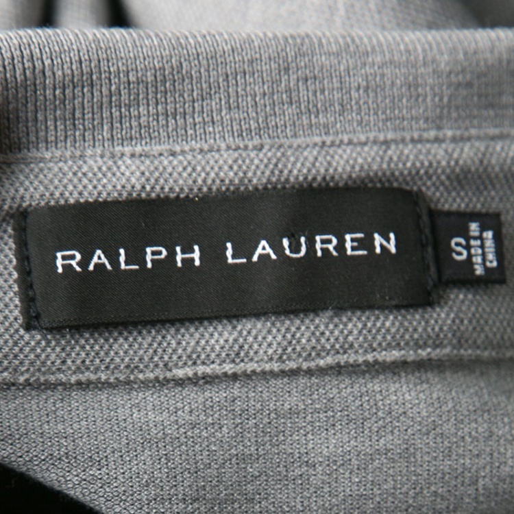 مملوكة مسبقًا Ralph Lauren Grey Zip Front Polo T-Shirt S