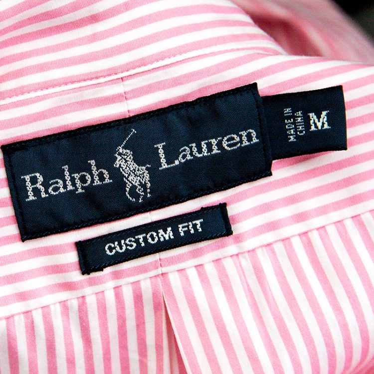 Pre Owned Ralph Lauren Pink and White Striped Cotton Button Down Custom Fit Shirt M
