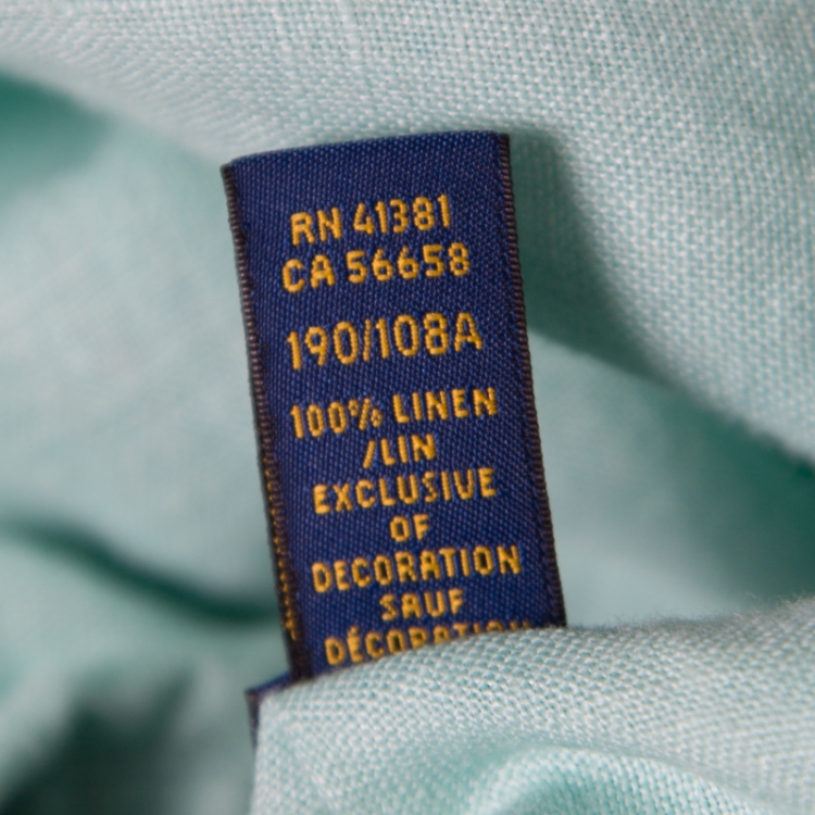 Pre Owned Ralph Lauren Mint Green Linen Logo Embroidered Slim Fit Button Down Shirt XXL