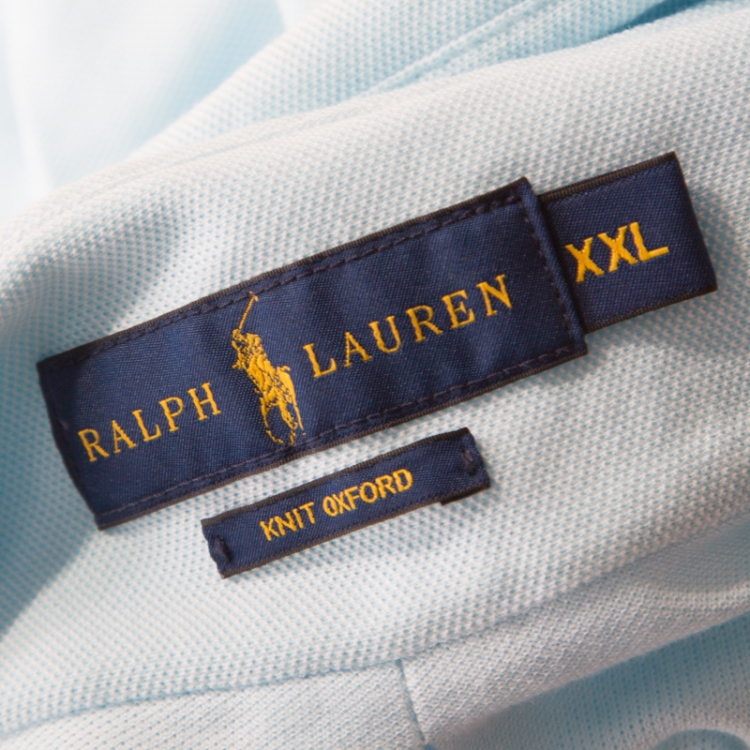 مملوكة مسبقًا Ralph Lauren Light Blue Cotton Pique Dolphin Embroidered Polo T Shirt XXL 