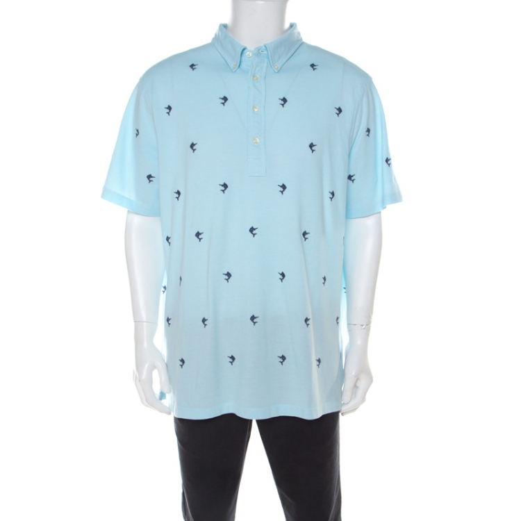 مملوكة مسبقًا Ralph Lauren Light Blue Cotton Pique Dolphin Embroidered Polo T Shirt XXL 