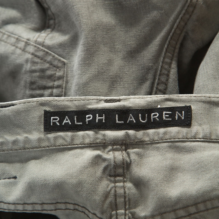Pre Owned Ralph Lauren Grey Washed Out Denim Slim Fit Cargo Pants S