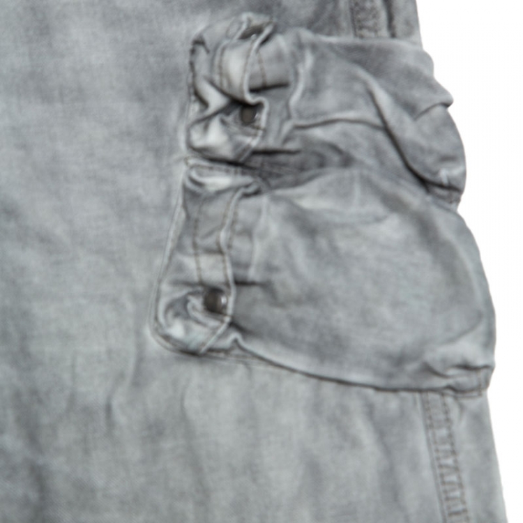 Pre Owned Ralph Lauren Grey Washed Out Denim Slim Fit Cargo Pants S