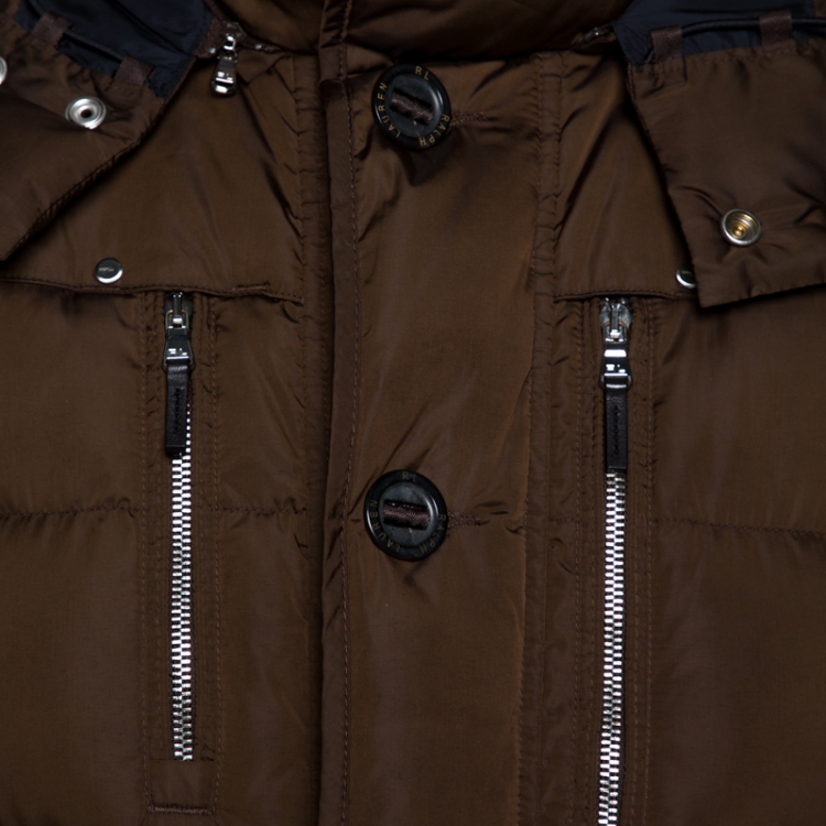 Pre Owned Ralph Lauren Brown Down Quilted Hooded Puffer Jacket M