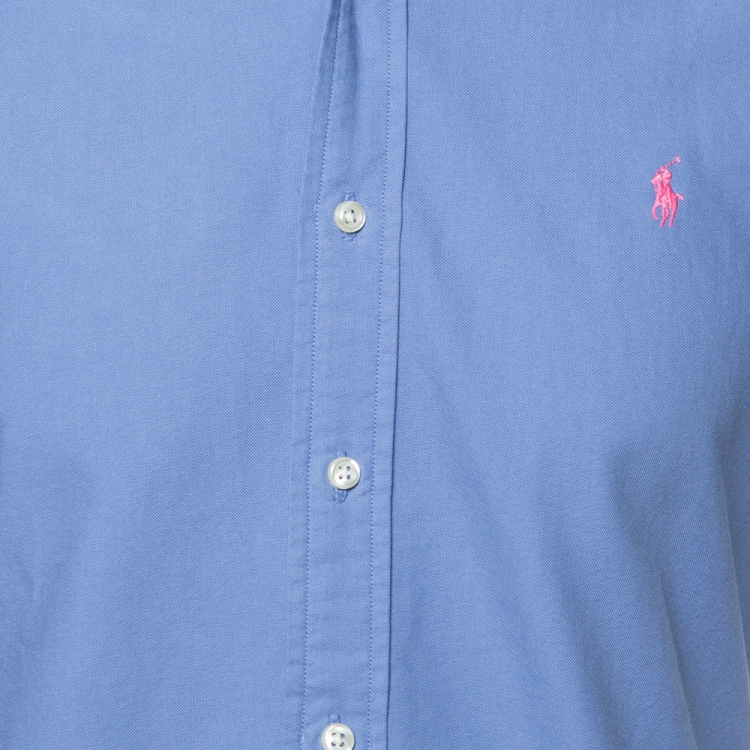 مملوكة مسبقًا Ralph Lauren Blue Cotton Short Sleeve Slim Fit Shirt M