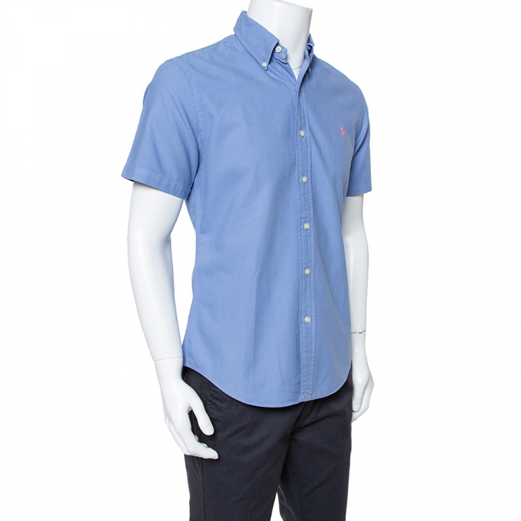 مملوكة مسبقًا Ralph Lauren Blue Cotton Short Sleeve Slim Fit Shirt M