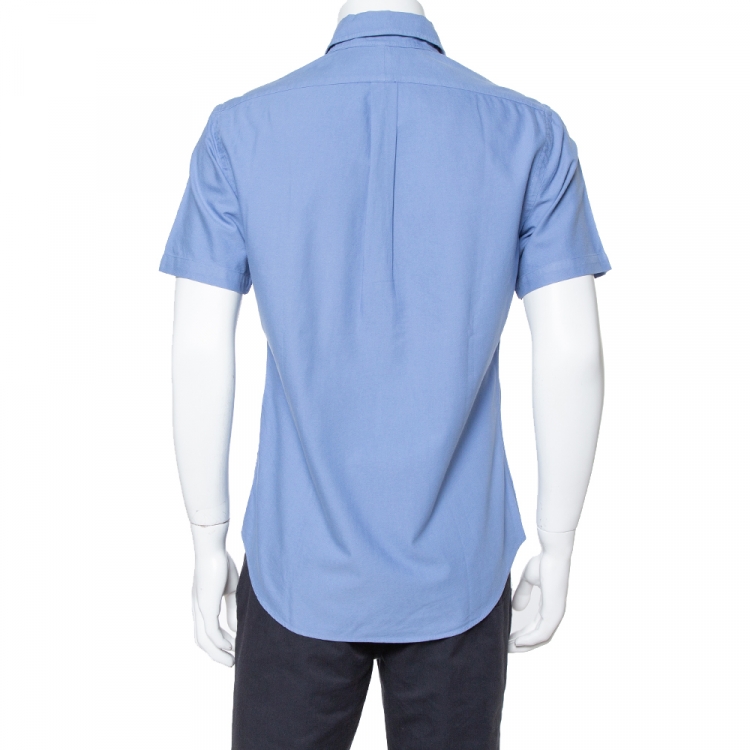 مملوكة مسبقًا Ralph Lauren Blue Cotton Short Sleeve Slim Fit Shirt M