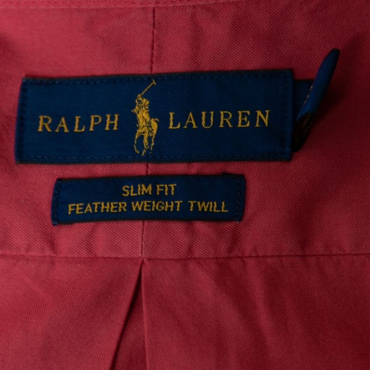 Pre Owned Ralph Lauren Pink Cotton Feather Weight Slim Fit Button Down Shirt M