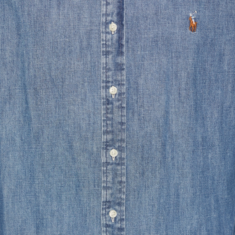 Pre Owned Ralph Lauren Blue Denim Button Front  Shirt L