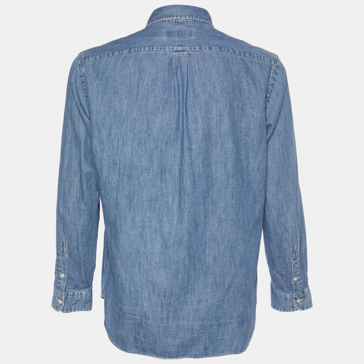 Pre Owned Ralph Lauren Blue Denim Button Front  Shirt L