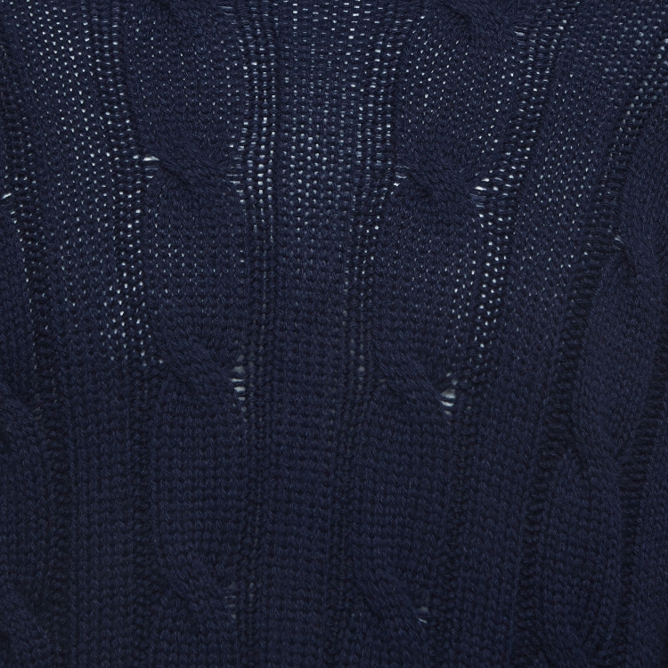 مملوكة مسبقًا Ralph Lauren Navy Blue Patterned Cashmere Hooded Sweater L