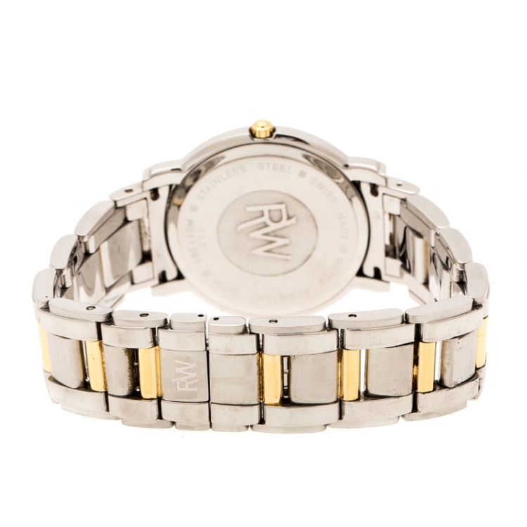 Pre Owned Raymond Weil White Two-Tone Stainless Steel Saxo 9521 Men's Wristwatch 36 mm