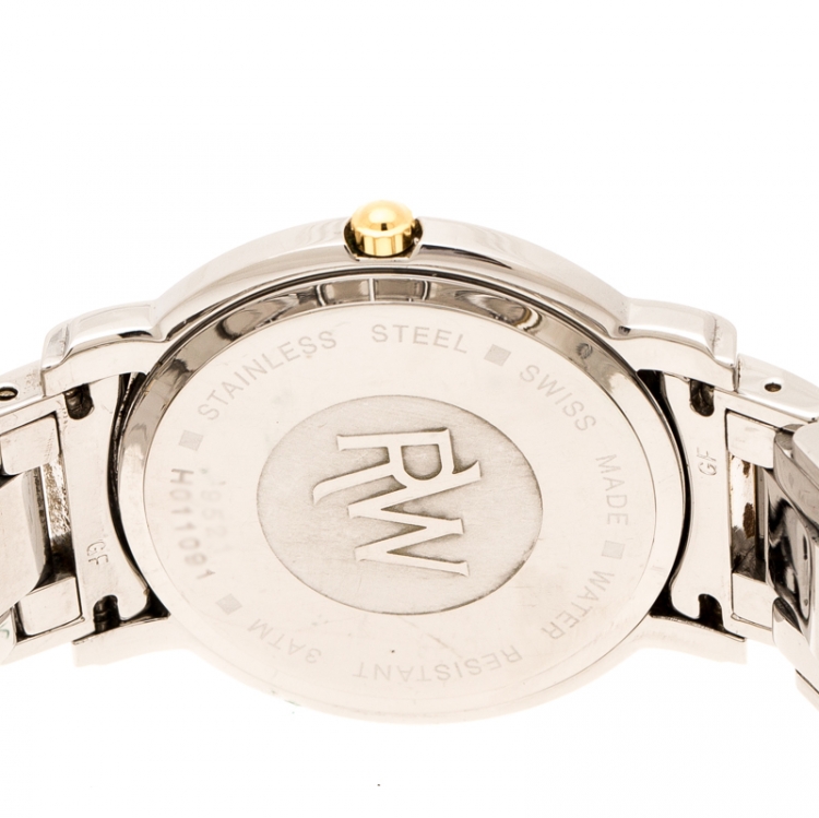 Pre Owned Raymond Weil White Two-Tone Stainless Steel Saxo 9521 Men's Wristwatch 36 mm