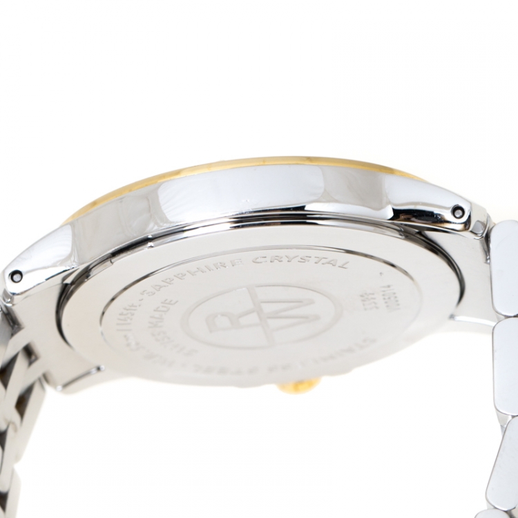 Pre Owned Raymond Weil White Dial Two-Tone Stainless Steel Tango 5599 Men's Wristwatch 39 mm
