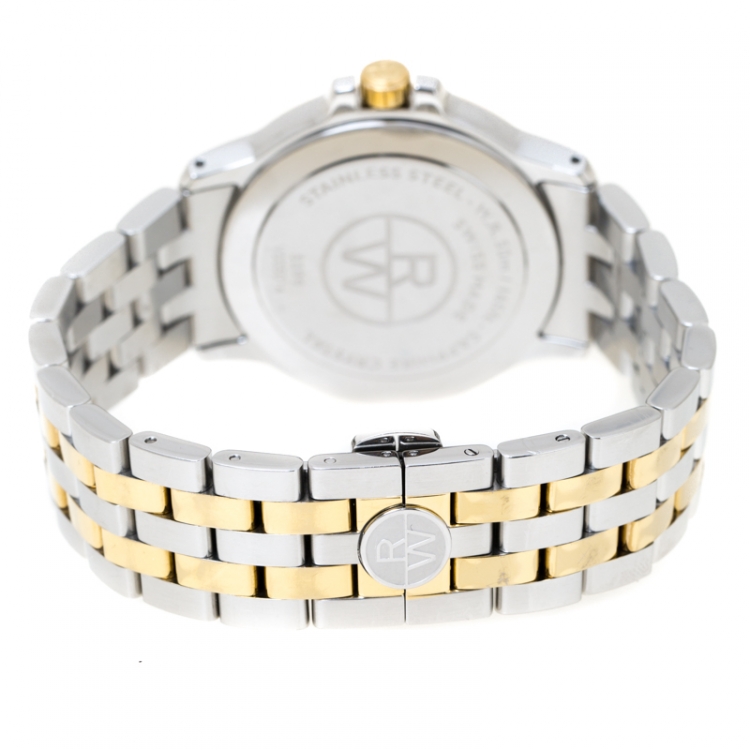 Pre Owned Raymond Weil White Dial Two-Tone Stainless Steel Tango 5599 Men's Wristwatch 39 mm