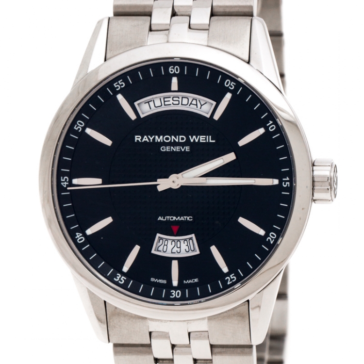 Pre Owned Raymond Weil Black Stainless Steel Freelancer 2720ST20021 Men's Wristwatch 42MM