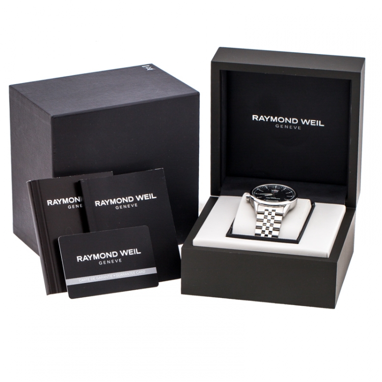 Pre Owned Raymond Weil Black Stainless Steel Freelancer 2720ST20021 Men's Wristwatch 42MM