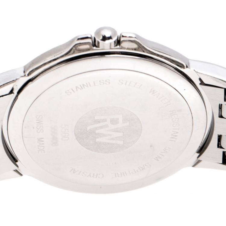 Pre Owned Raymond Weil Black Stainless Steel Tango 5560 Men's Wristwatch 36 mm