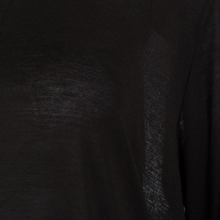 Pre Owned Rick Owens Black Jersey Long Sleeve Crew Neck Fitted Long T-Shirt XL