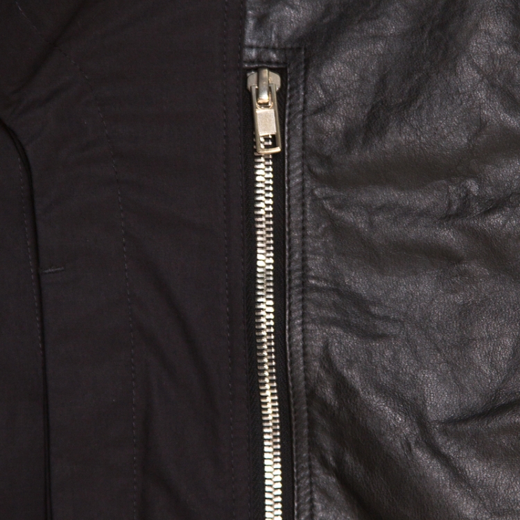 Pre Owned Rick Owens Black Cotton Leather Patch Detail Vicious New Island Shirt S