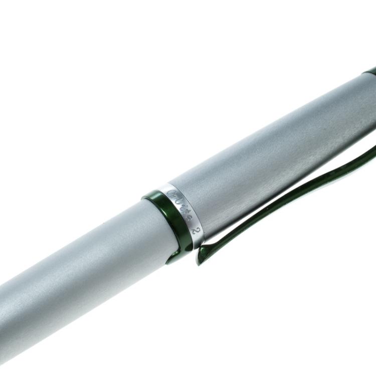 Pre Owned Roberge Orbite 2 Diamond Grey and Opal Green Aluminium Rollerball Pen