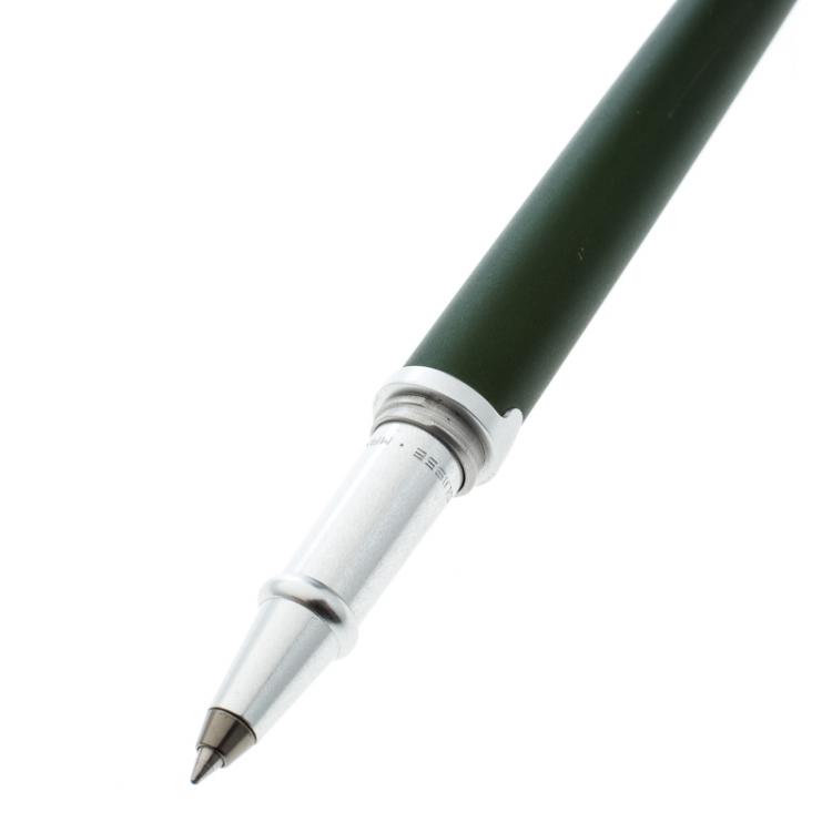 Pre Owned Roberge Orbite 2 Crystal Olive Green Aluminium Rollerball Pen