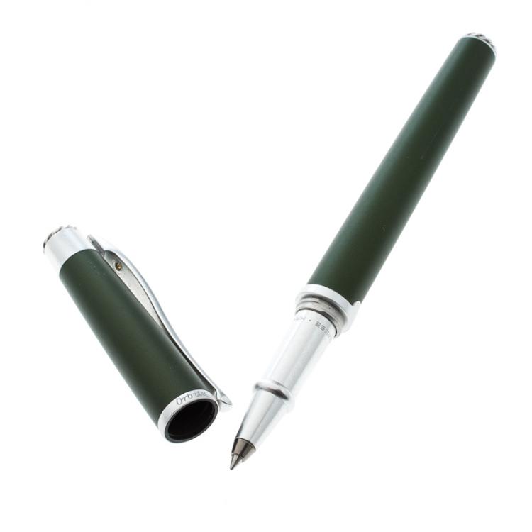 Pre Owned Roberge Orbite 2 Crystal Olive Green Aluminium Rollerball Pen