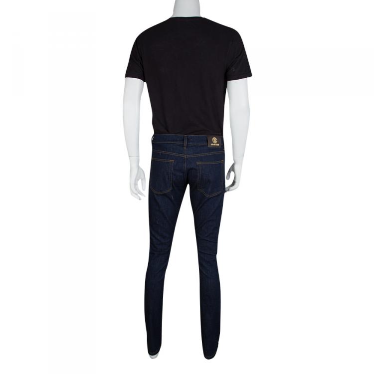 Pre Owned Roberto Cavalli Indigo Dark Wash Denim Straight Fit Jeans XL