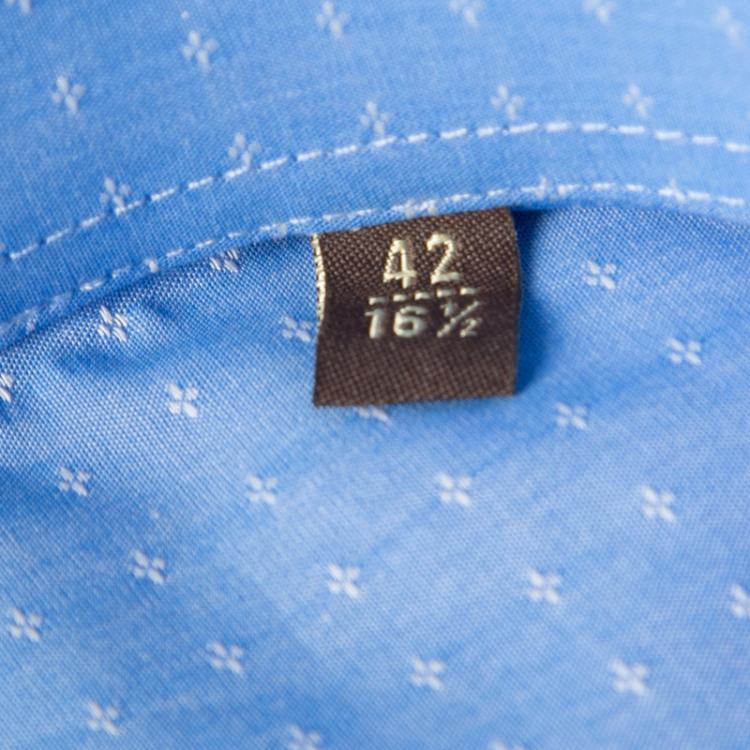 Pre Owned Roberto Cavalli Blue Cotton Dobby Jacquard Long Sleeve Slim Fit Shirt XL