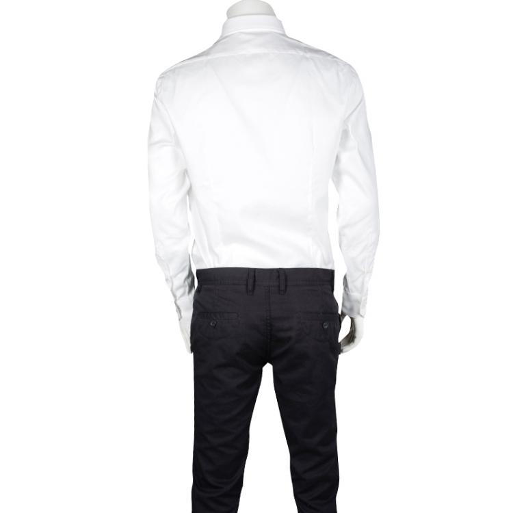 Pre Owned Roberto Cavalli White Cotton Long Sleeve Slim Fit Shirt L