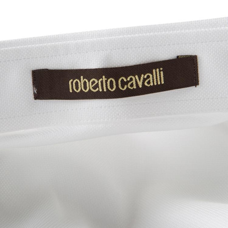 Pre Owned Roberto Cavalli White Cotton Long Sleeve Slim Fit Shirt L