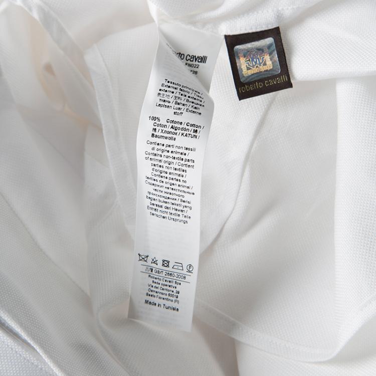 Pre Owned Roberto Cavalli White Cotton Long Sleeve Slim Fit Shirt L